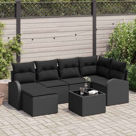 vidaXL Set da giardino 7 pezzi di con cuscini, rattan sintetico beige
