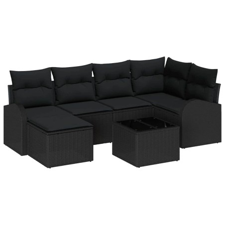vidaXL Set da giardino 7 pezzi di con cuscini, rattan sintetico beige
