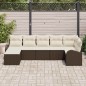 vidaXL Set da Giardino a 7 Pezzi con Cuscini in Rattan Sintetico Marrone