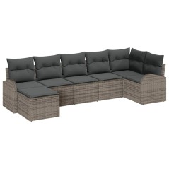 vidaXL Set da Giardino 7 Pezzi con Cuscini in Rattan Sintetico Grigio