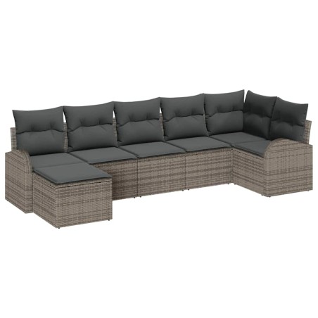 vidaXL Set da Giardino 7 Pezzi con Cuscini in Rattan Sintetico Grigio