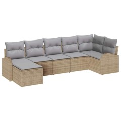 vidaXL Set da Giardino 7 Pezzi con Cuscini in Rattan Sintetico Beige