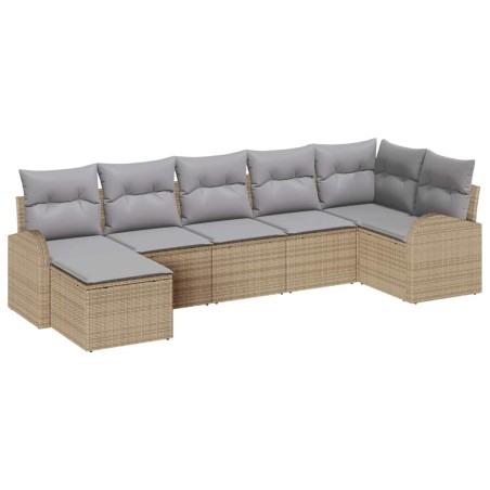 vidaXL Set da Giardino 7 Pezzi con Cuscini in Rattan Sintetico Beige
