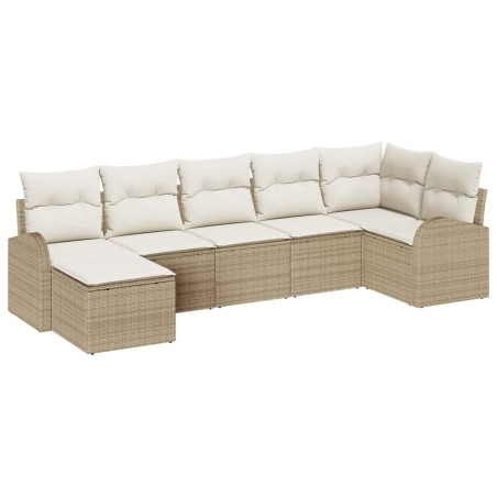 vidaXL Set divano da giardino 7 pezzi con cuscini in rattan sintetico beige