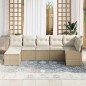vidaXL Set divano da giardino 7 pezzi con cuscini in rattan sintetico beige