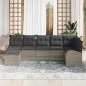 vidaXL Set di 7 divani da giardino con cuscini in rattan sintetico grigio chiaro