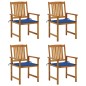 Sedie da Giardino con Cuscini 4 pz in Massello di Acacia Sedie da Giardino con Cuscini 4 pz in Massello di Acacia
