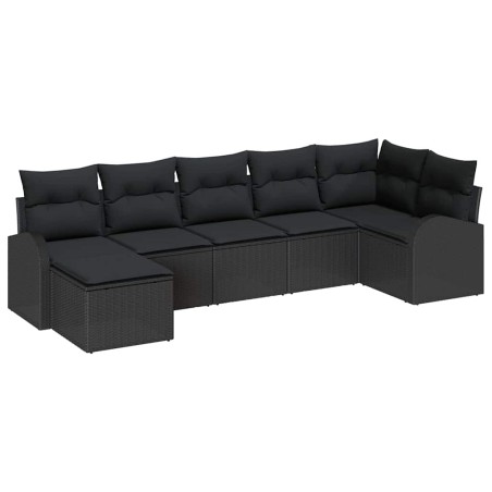 vidaXL Set di Divani da Giardino 7 Pezzi con Cuscini in Rattan Sintetico Nero