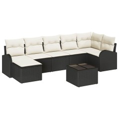 vidaXL Set Divano da Giardino 7 Pezzi con Cuscini in Rattan Sintetico Beige