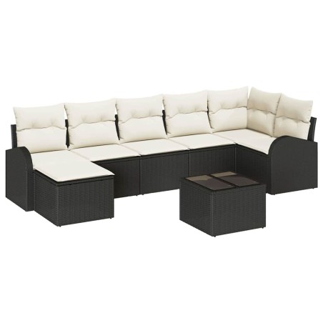 vidaXL Set Divano da Giardino 7 Pezzi con Cuscini in Rattan Sintetico Beige