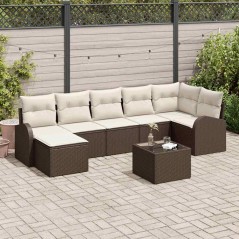 vidaXL Set di divani da giardino 7 pezzi con cuscini, rattan sintetico grigio