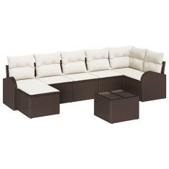 vidaXL Set di divani da giardino 7 pezzi con cuscini, rattan sintetico grigio