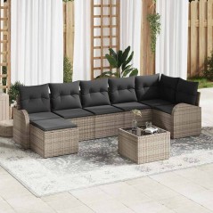vidaXL Set da Giardino a 7 Pezzi con Cuscini in Rattan Nero