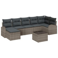 vidaXL Set da Giardino a 7 Pezzi con Cuscini in Rattan Nero