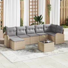 vidaXL Set Divano da Giardino 8 Pezzi con Cuscini in Rattan Composito Nero