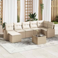 vidaXL Set di Divani da Giardino a 8 Pezzi con Cuscini in Rattan Sintetico Marrone