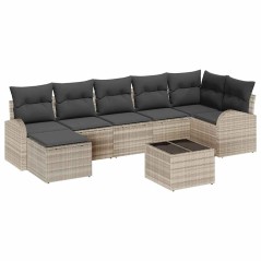 vidaXL Set divano giardino 8 pezzi con cuscini grigi in rattan sintetico