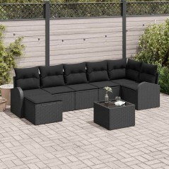 vidaXL Set da Giardino 8 Pezzi con Cuscini in Rattan Beige