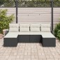 vidaXL Set di divani da giardino 6 pezzi con cuscini in polyrattan nero