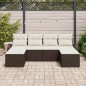 vidaXL Set di Divani da Giardino a 6 Pezzi con Cuscini Marroni in Rattan vidaXL Set di Divani da Giardino a 6 Pezzi con Cuscini Marroni in Rattan