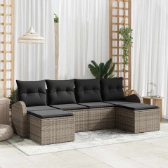 vidaXL Set di Divani da Giardino 6 Pezzi con Cuscini Grigi in Polyrattan