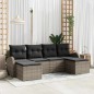 vidaXL Set di Divani da Giardino 6 Pezzi con Cuscini Grigi in Polyrattan