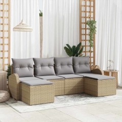 vidaXL Set da Giardino 6 Pezzi con Cuscini Beige in Rattan Sintetico