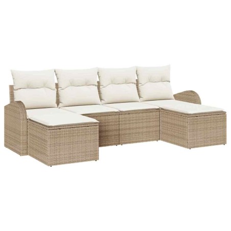 vidaXL Set di divani da giardino con 6 pezzi e cuscini beige in rattan sintetico