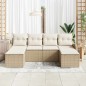 vidaXL Set di divani da giardino con 6 pezzi e cuscini beige in rattan sintetico