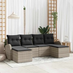 vidaXL Set da Giardino a 6 Pezzi con Cuscini Grigio Chiaro in Rattan