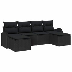 vidaXL Set di divani da giardino 6 pezzi con cuscini in rattan sintetico nero
