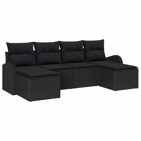 vidaXL Set di divani da giardino 6 pezzi con cuscini in rattan sintetico nero