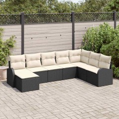 vidaXL Set di divani da giardino a 8 pezzi con cuscini neri in rattan sintetico