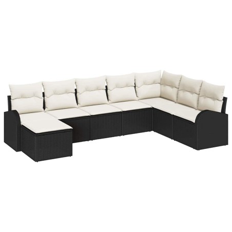 vidaXL Set di divani da giardino a 8 pezzi con cuscini neri in rattan sintetico