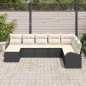 vidaXL Set di divani da giardino a 8 pezzi con cuscini neri in rattan sintetico