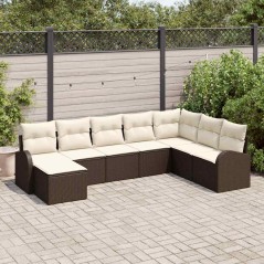 vidaXL Set da Giardino 8 Pezzi con Cuscini Marrone in Rattan Sintetico