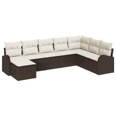 vidaXL Set da Giardino 8 Pezzi con Cuscini Marrone in Rattan Sintetico