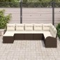 vidaXL Set da Giardino 8 Pezzi con Cuscini Marrone in Rattan Sintetico