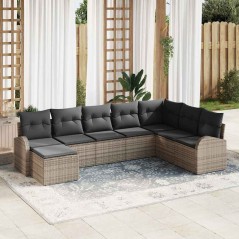 vidaXL Set di divani da giardino con cuscini da 8 pezzi in rattan sintetico grigio.