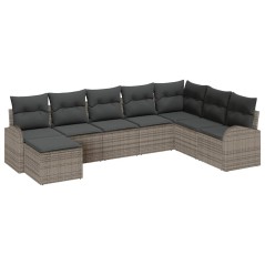 vidaXL Set di divani da giardino con cuscini da 8 pezzi in rattan sintetico grigio.