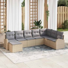 vidaXL Set Divano da Giardino 8 Pezzi con Cuscini Beige in Rattan Sintetico