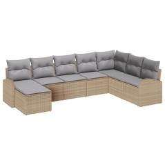 vidaXL Set Divano da Giardino 8 Pezzi con Cuscini Beige in Rattan Sintetico