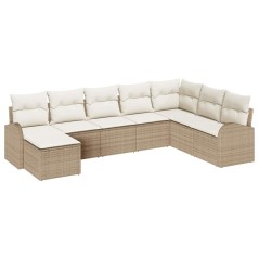 vidaXL Set divano da giardino 8 pezzi con cuscini beige in rattan sintetico