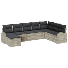 vidaXL Set di divani da giardino con 8 pezzi e cuscini grigio chiaro in rattan sintetico