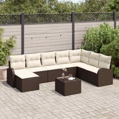 vidaXL Set di divani da giardino 8 pezzi con cuscini grigi in rattan sintetico