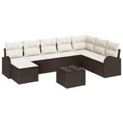 vidaXL Set di divani da giardino 8 pezzi con cuscini grigi in rattan sintetico