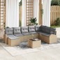 vidaXL Set Divano da Giardino 9 Pezzi con Cuscini Neri in Rattan Sintetico
