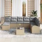 vidaXL Set Divano da Giardino 9 Pezzi con Cuscini Neri in Rattan Sintetico