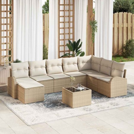 vidaXL Set di divani da giardino da 9 pezzi di con cuscini marroni in polyrattan