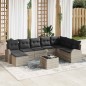 vidaXL Set di Divano da Giardino in 9 Pezzi con Cuscini Grigi in Rattan Sintetico